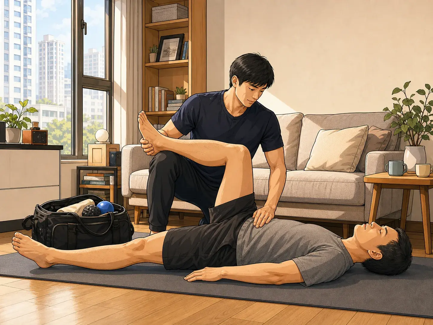 CHILL OUT FOR Stretch 上門伸展服務,伸展師在家居環境協助客人放鬆肩頸